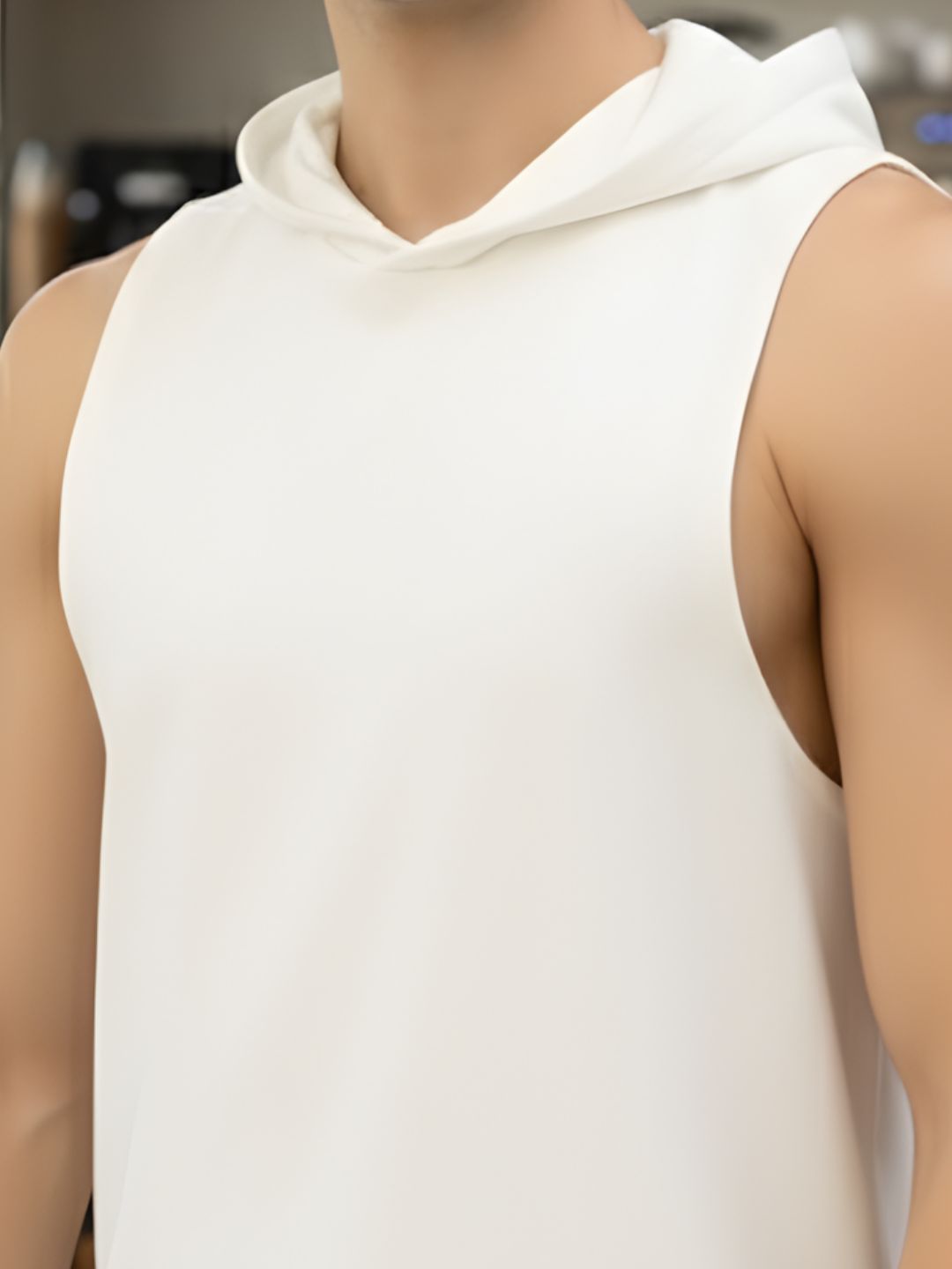 White Jersey Solid Regular Fit Hooded Vest