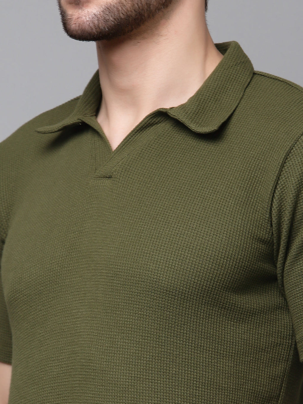 Self Textured Waffle Knit Olive green Co-Ord Set