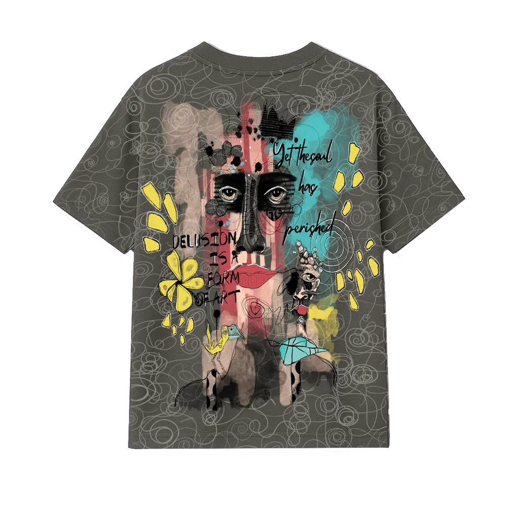 Soul Art Printed Grey T-Shirt FLYAF