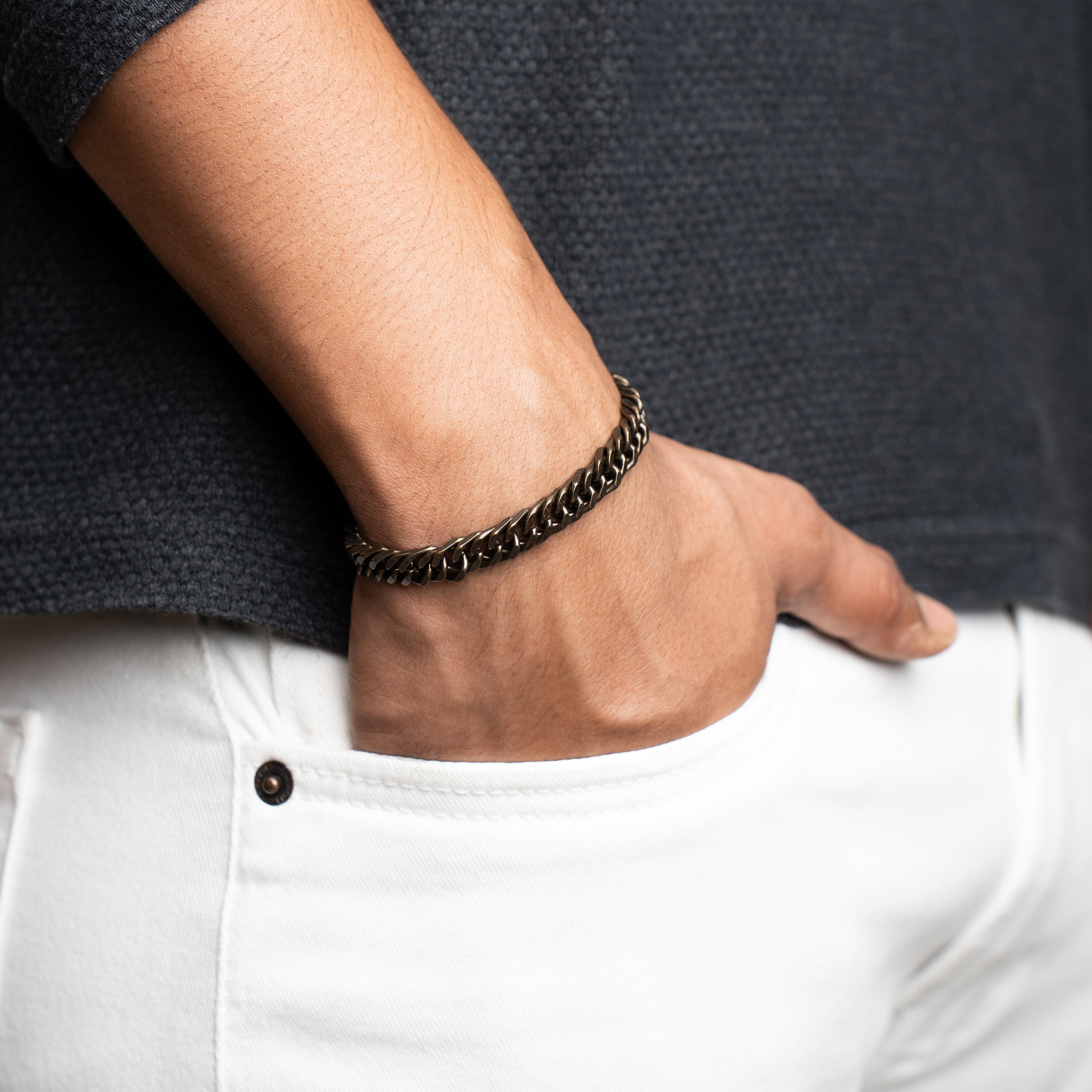 Spiga Chain Bracelet - 8Mm - Rustic Gold Zach