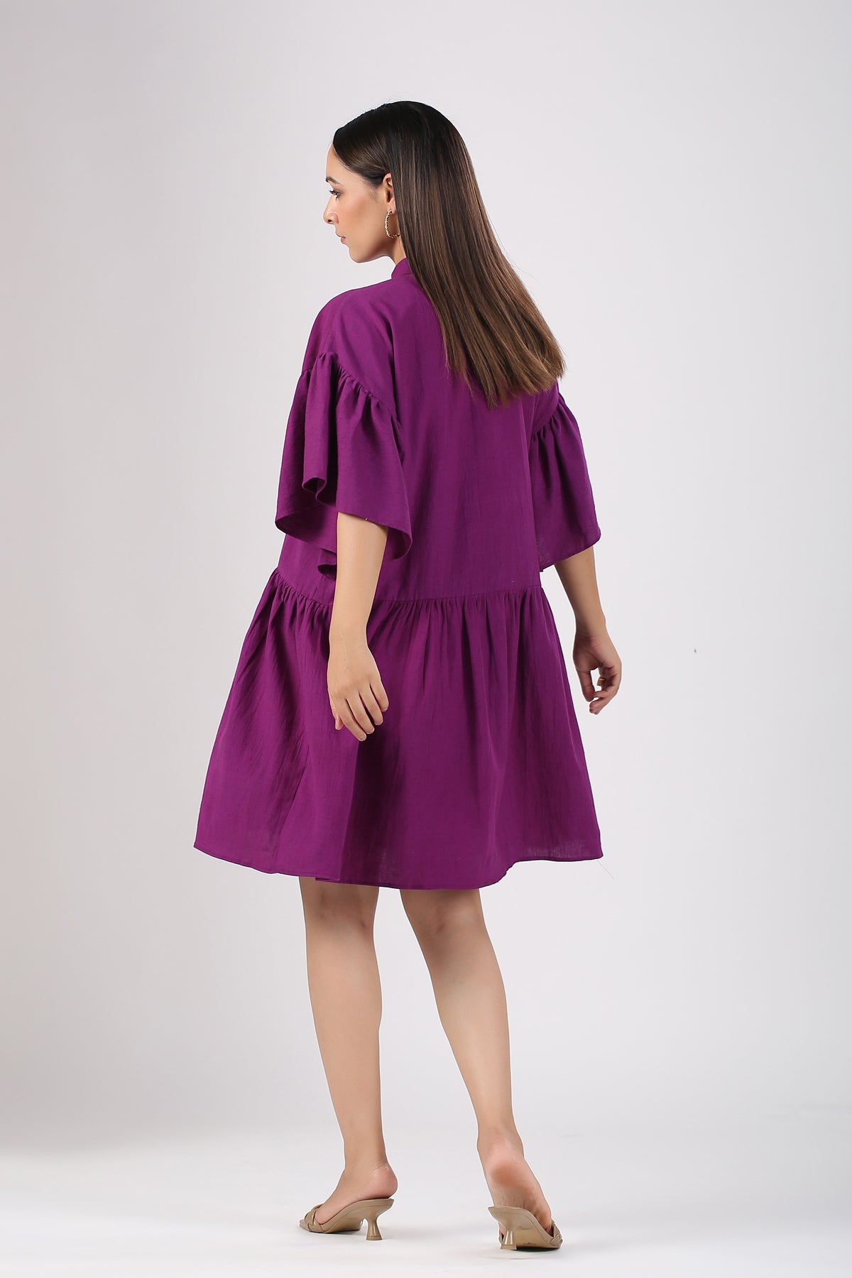 Solid summer Eggplant purple short dress