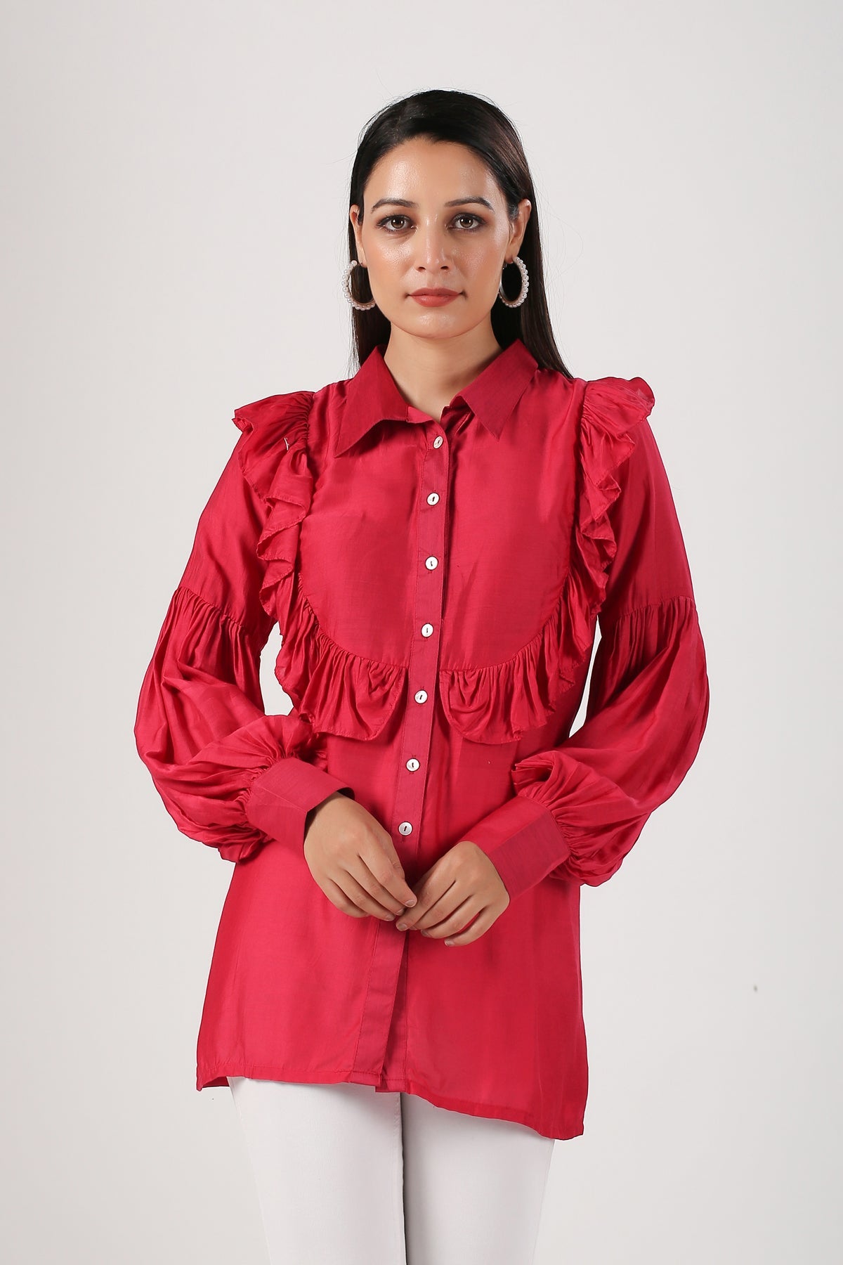 Viva Magenta 2023 Ruffle Shirt