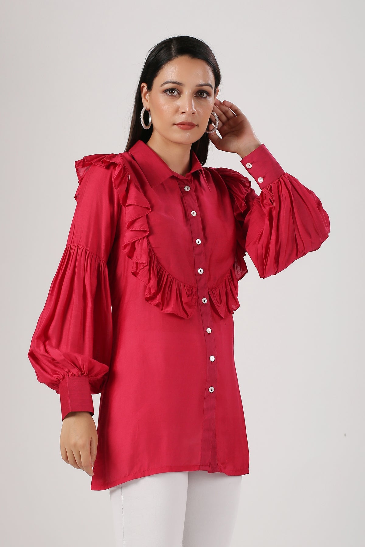 Viva Magenta 2023 Ruffle Shirt