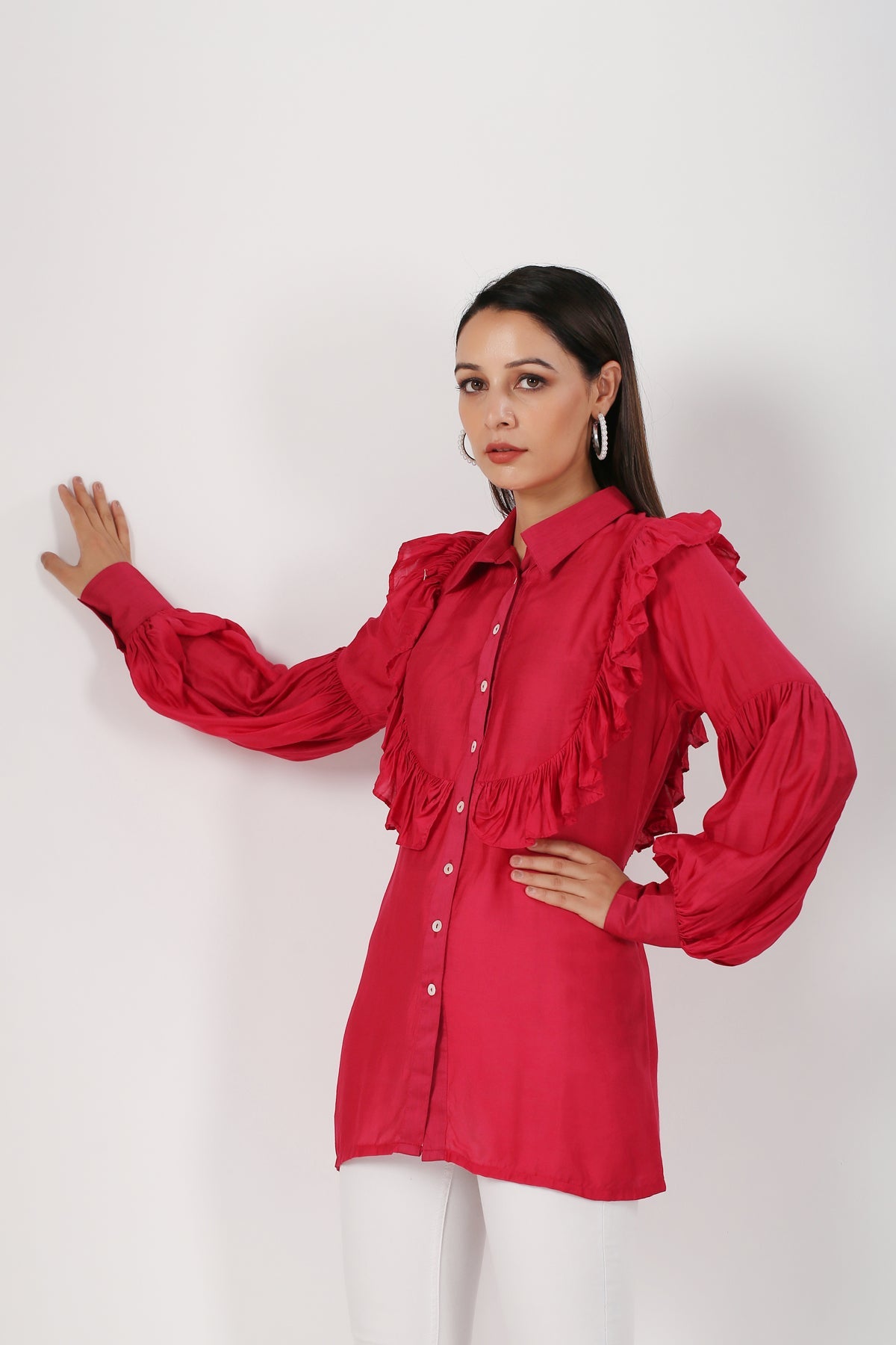 Viva Magenta 2023 Ruffle Shirt