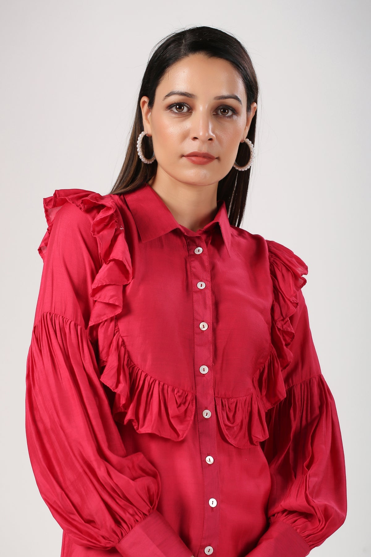 Viva Magenta 2023 Ruffle Shirt