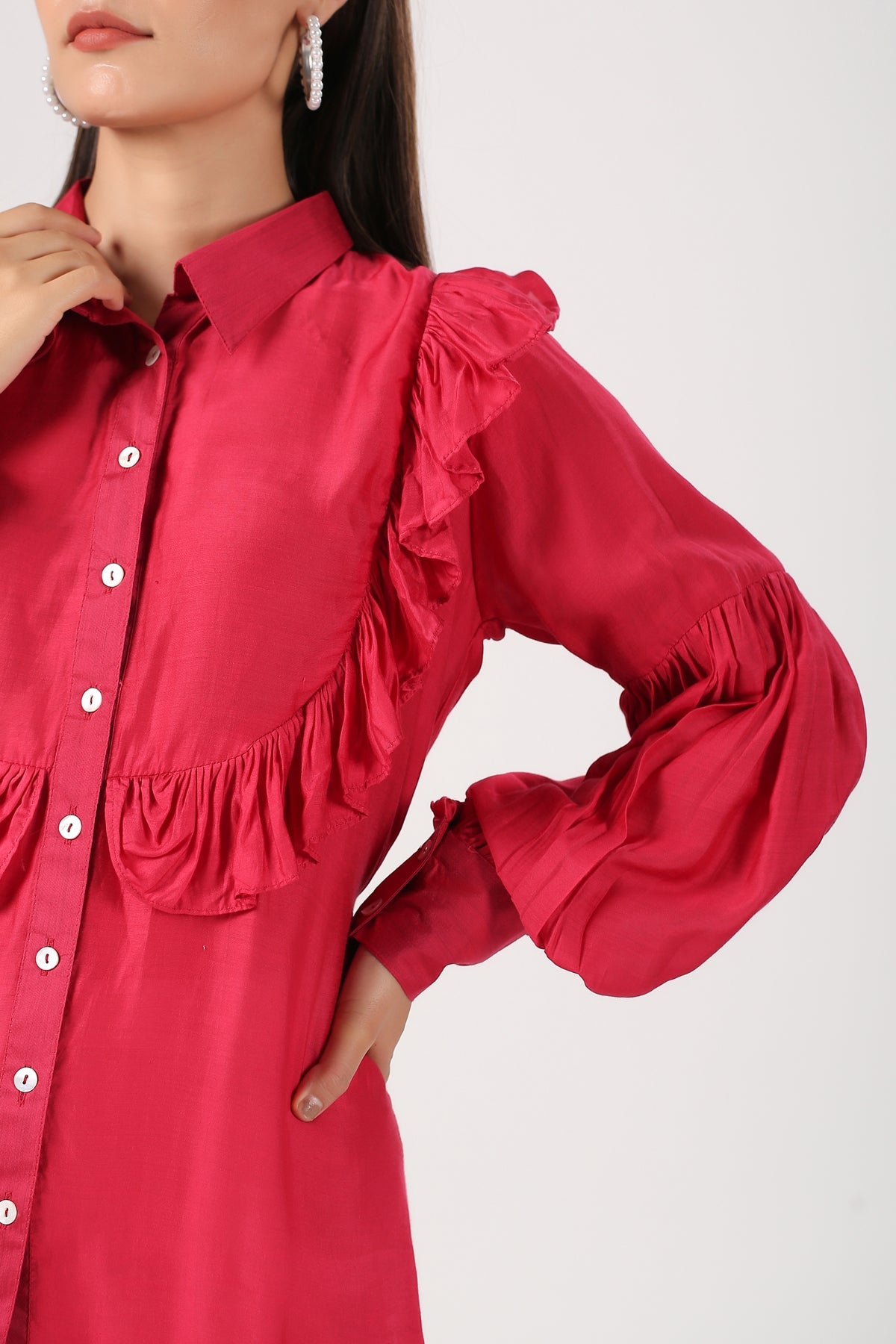 Viva Magenta 2023 Ruffle Shirt