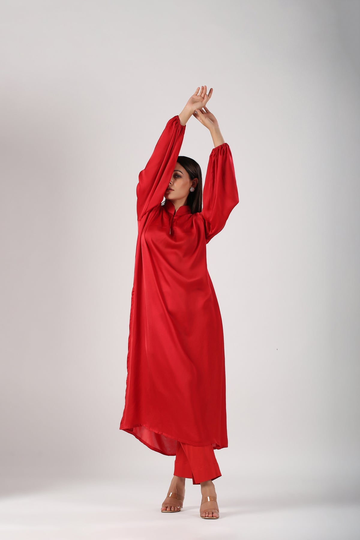 Statement Red satin Kurta pants set
