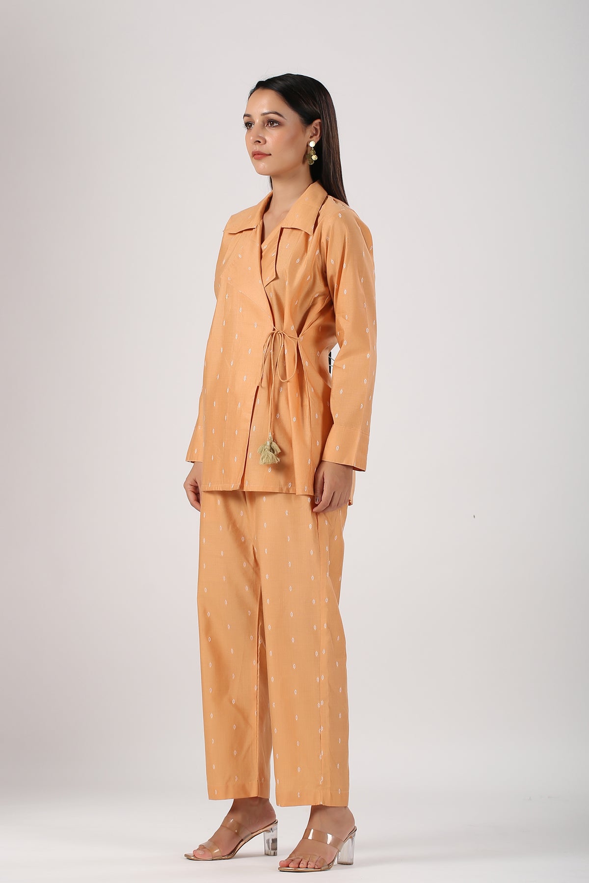 Angrakha style Ikat cotton co-ord set