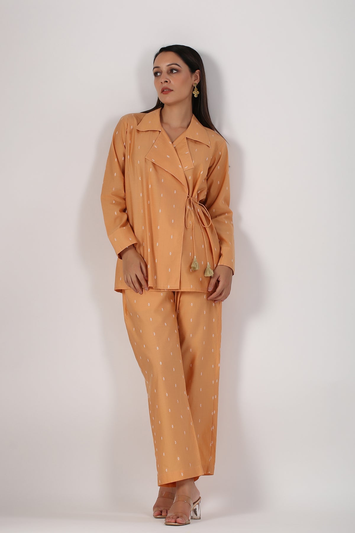Angrakha style Ikat cotton co-ord set