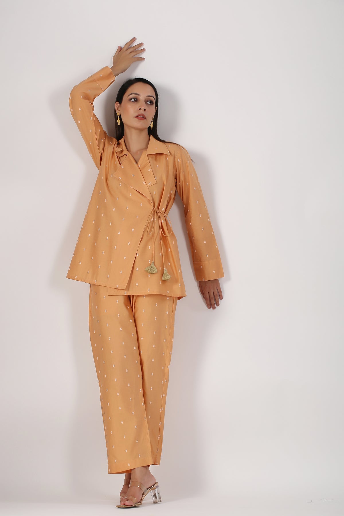 Angrakha style Ikat cotton co-ord set