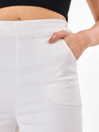 Women's Chill Mode Baggy Cotton White Trousers Zumee