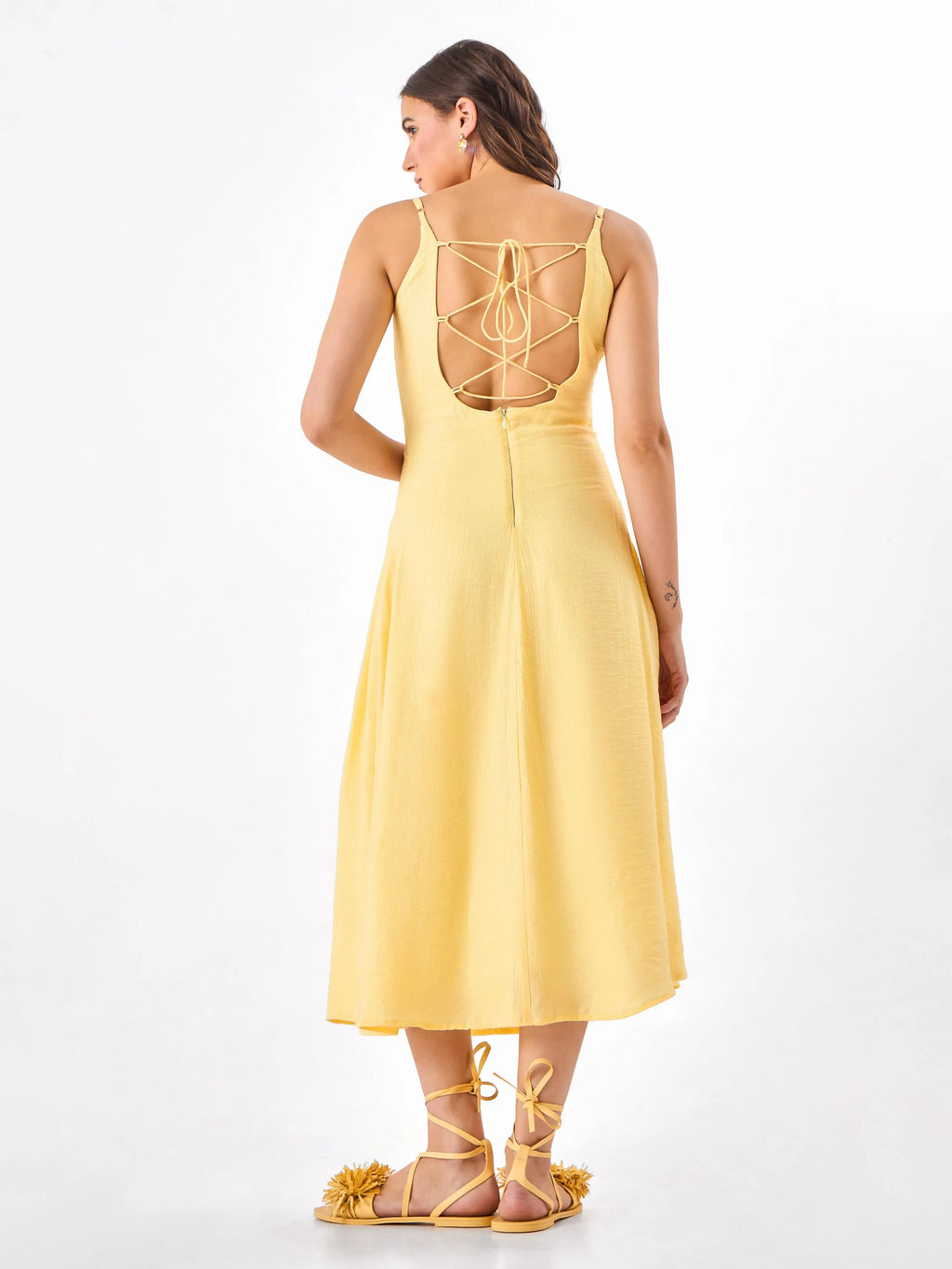 Golden Hour Casual Yellow Midi Dress Zumee