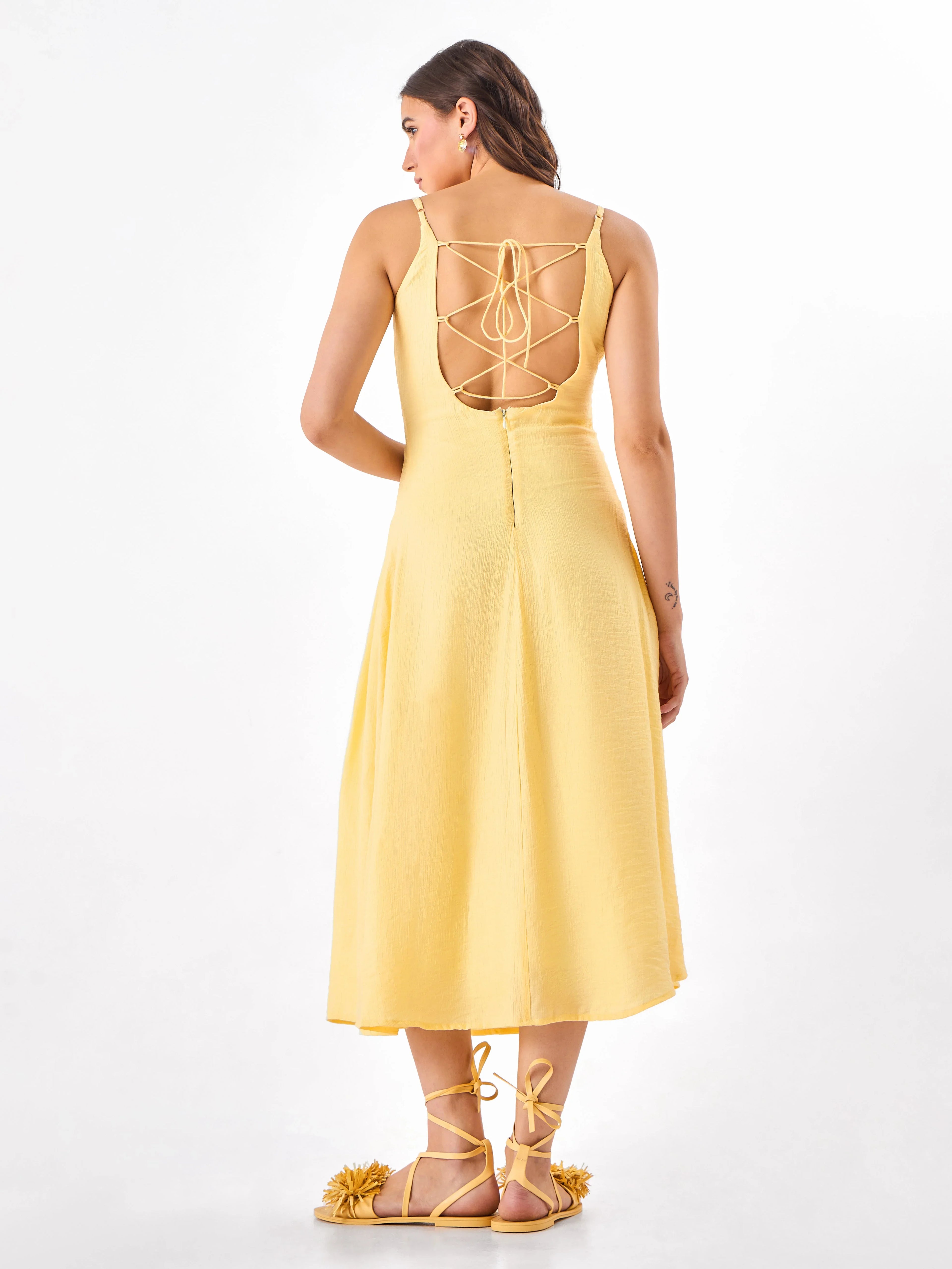 Golden Hour Casual Yellow Midi Dress