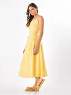 Golden Hour Casual Yellow Midi Dress Zumee