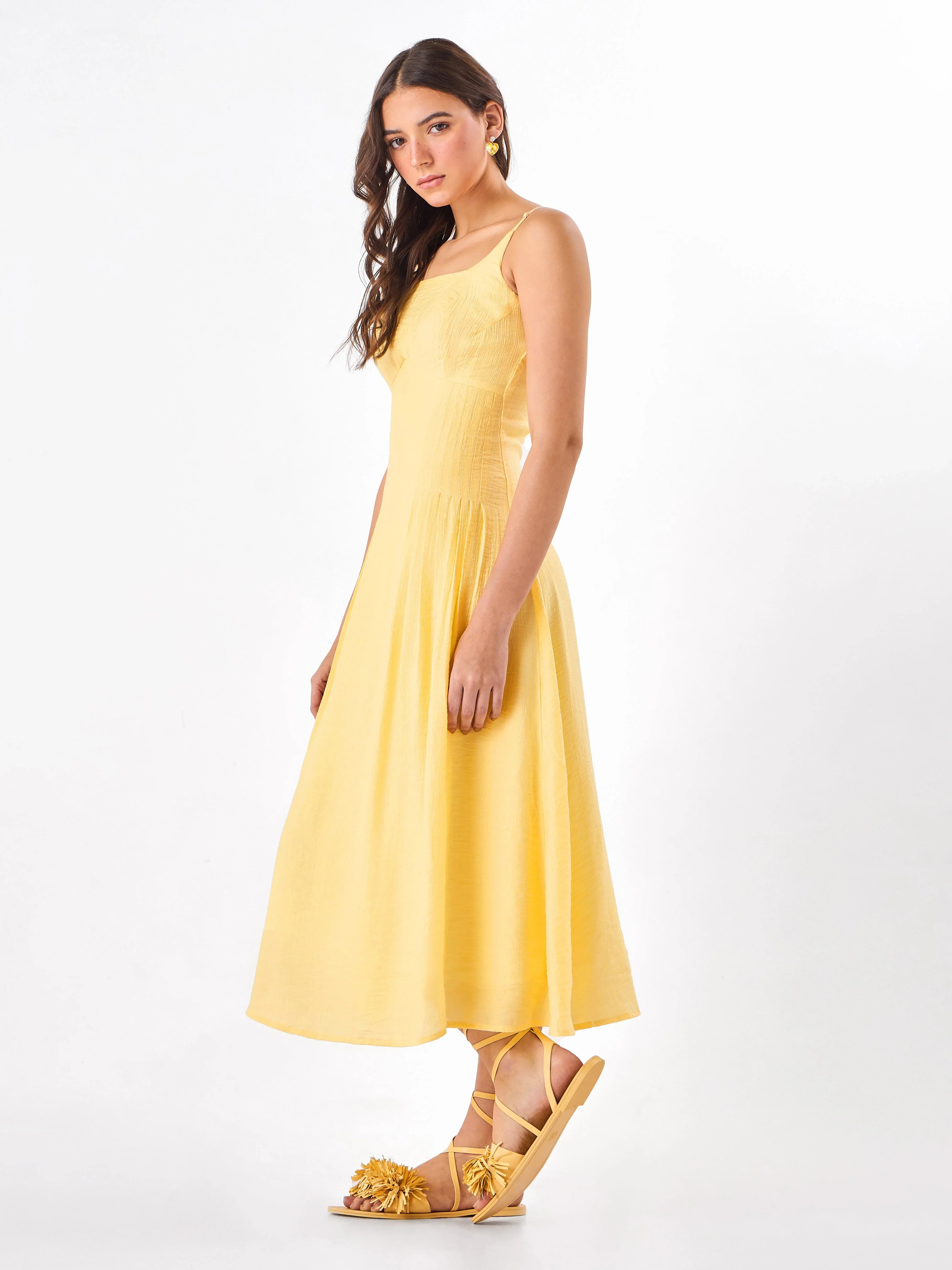 Golden Hour Casual Yellow Midi Dress