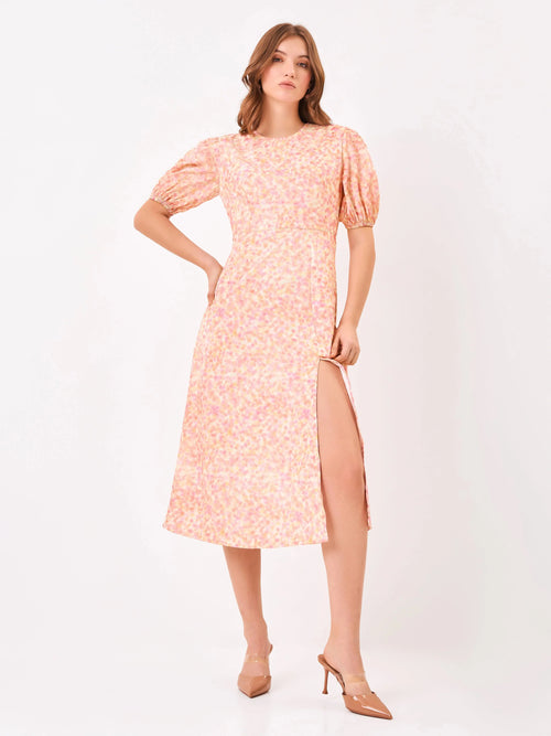 Blush Royale Floral Print Light Pink Midi Dress Zumee