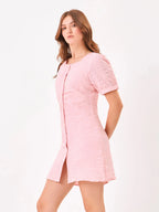 Cherry Blossom Square Neck Pink Shirt Dress Zumee