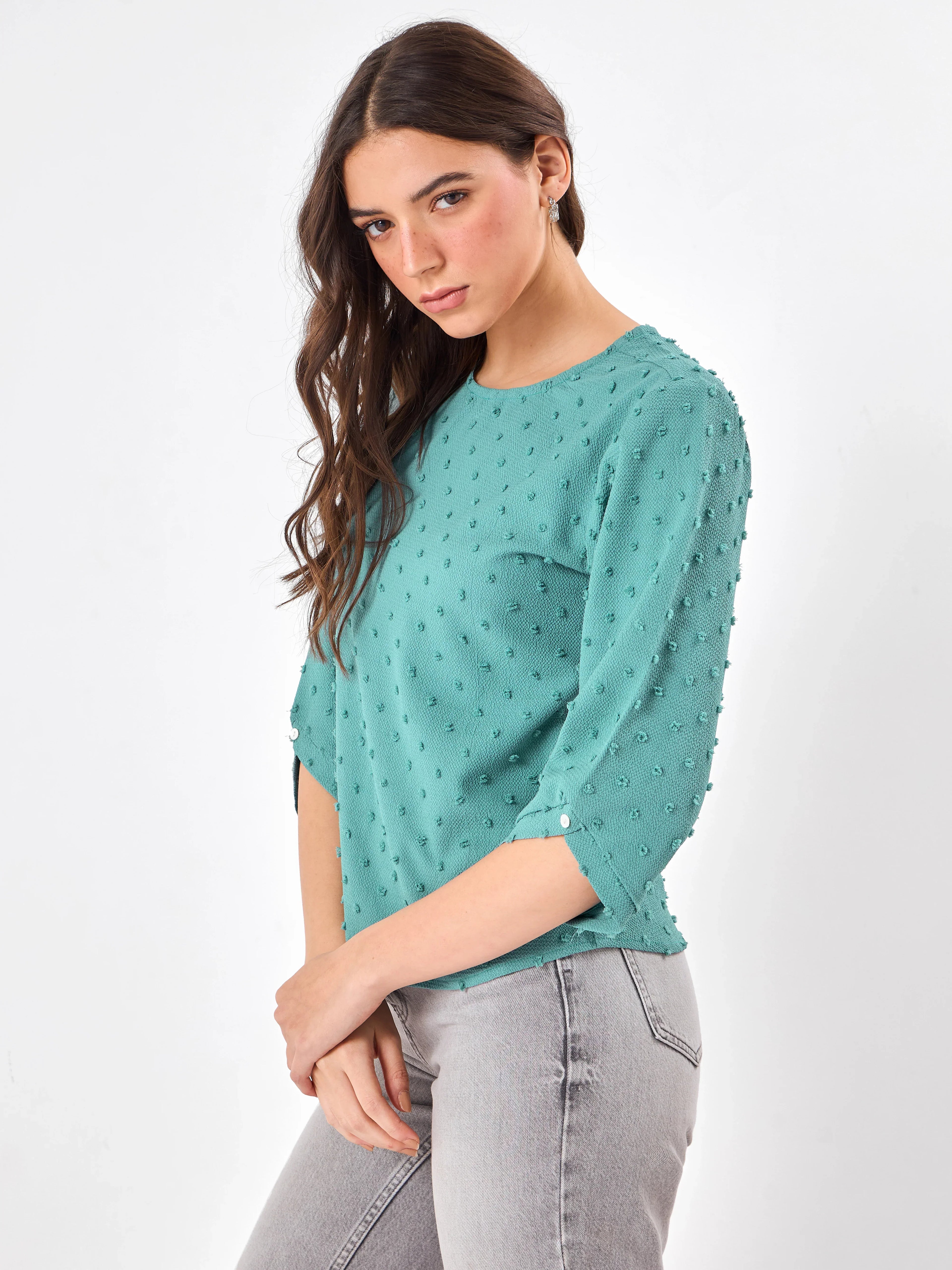 Casual Round Neck Grey Haze Top