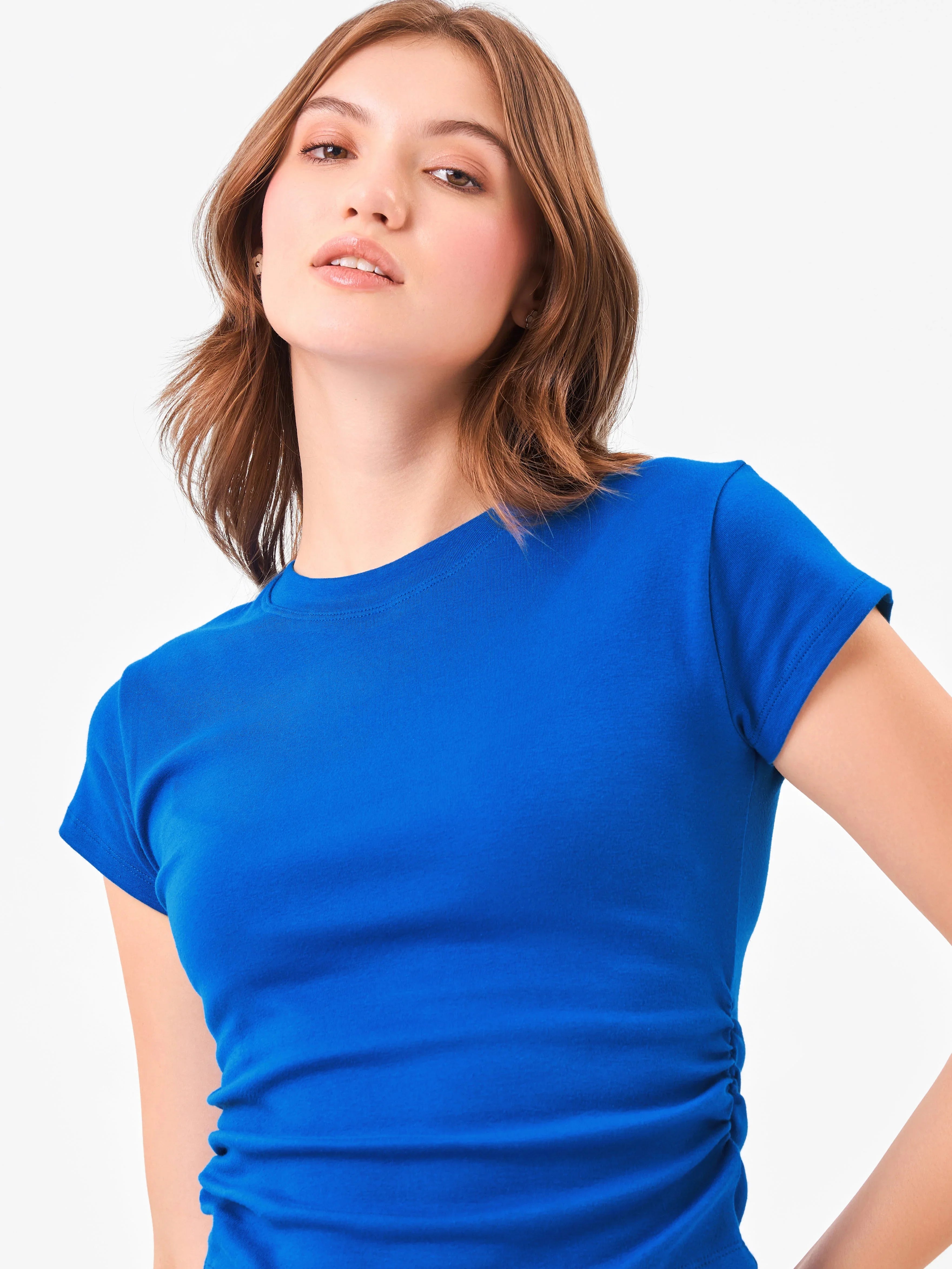 Crew Neck Casual Core Blue Top