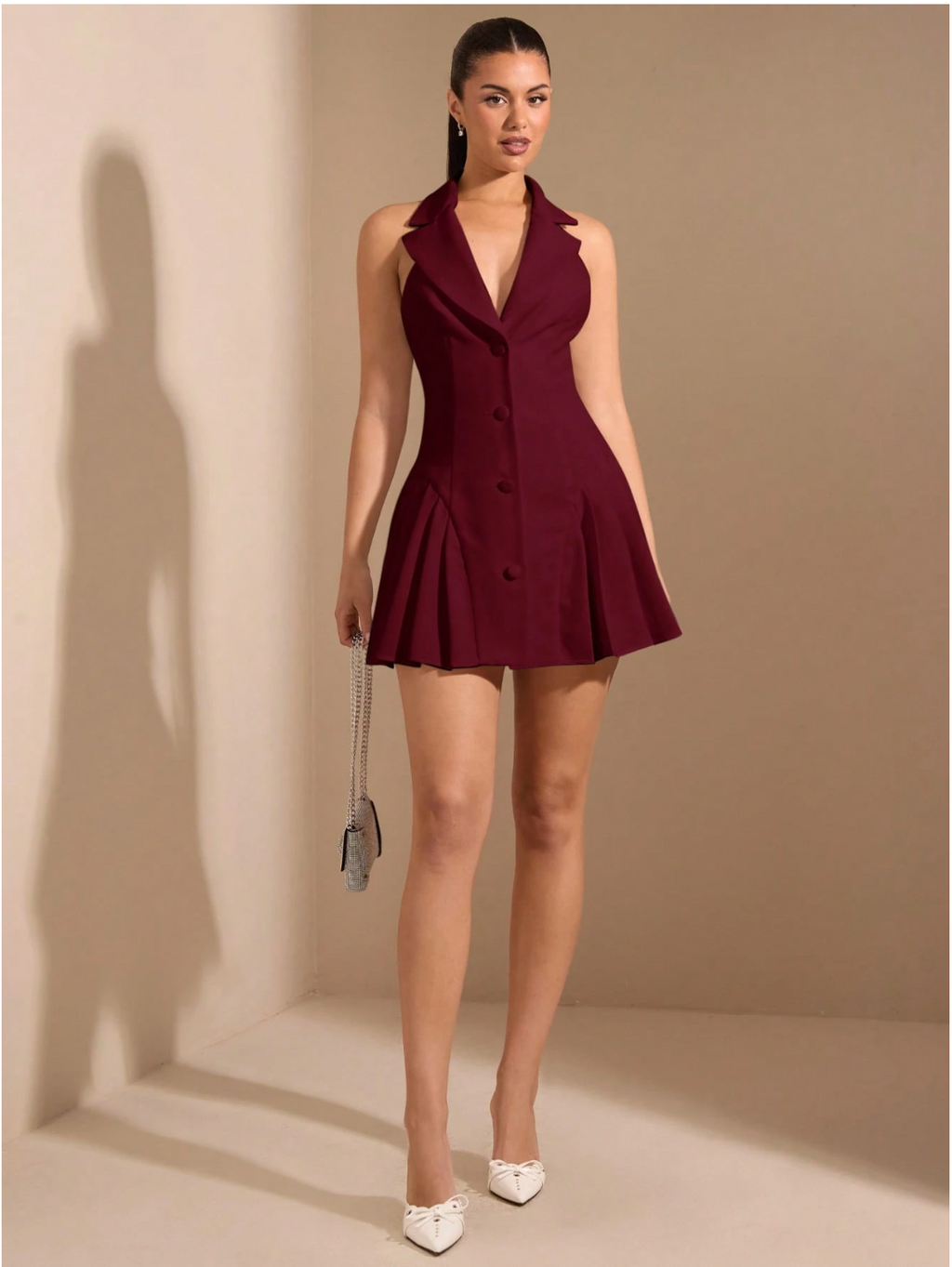 Relinas Cherry Halter Collar Dress De Novoo