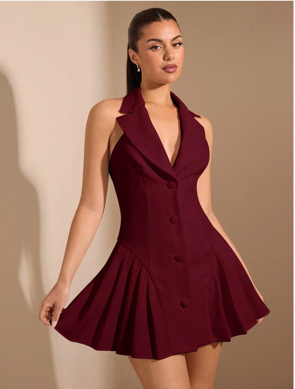 Relinas Cherry Halter Collar Dress De Novoo