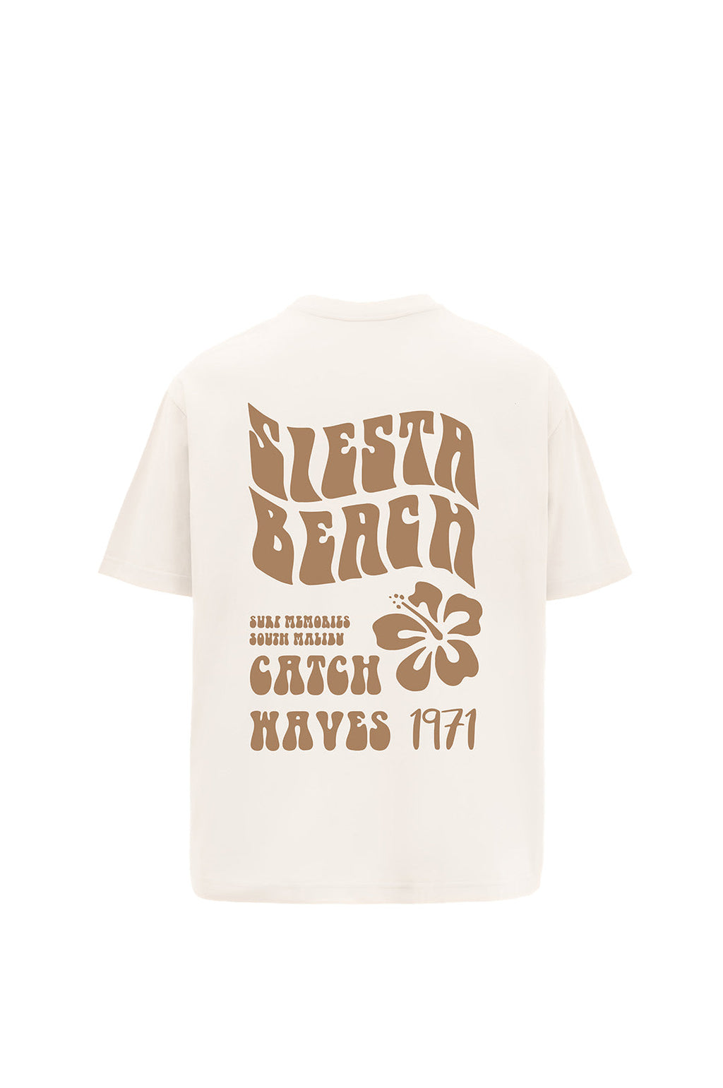 Siesta Beach Printed Oversized Beige T-Shirt Main Character