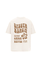 Siesta Beach Printed Oversized Beige T-Shirt Main Character