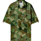 Stylera camo bowling shirt green camouflage short sleeve button up with camp collar and relaxed fit