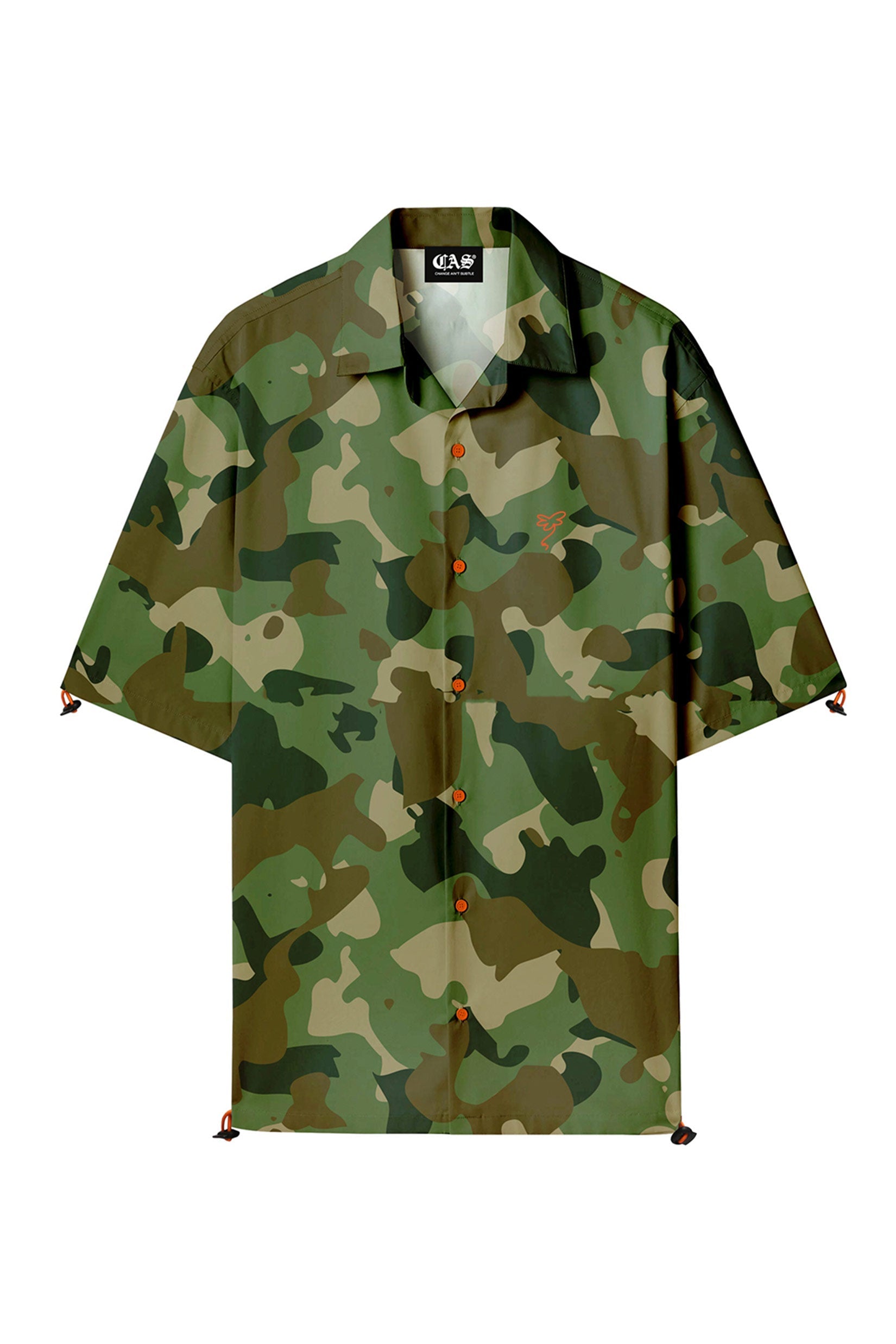 Stylera camo bowling shirt green camouflage short sleeve button up with camp collar and relaxed fit