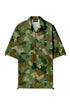 Stylera camo bowling shirt green camouflage short sleeve button up with camp collar and relaxed fit