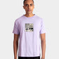 Stylera lavender t-shirt for men with black and white nature graphic on chest