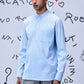 Stylera light blue regular fit shirt with mandarin collar worn by male model