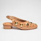 Light Gold studded flats heels by Stylera featuring round gold embellishments and low block heel