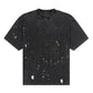 Stylera men's trendy graphic tee charcoal wash with multicolor paint splatter and faded front print