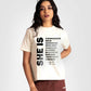 Stylera motivational quote off white t-shirt for women with empowering words graphic