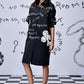 Stylera oversized black shirt dress trendy white graphic print long sleeves knee length