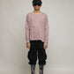 Stylera oversized sweatshirt for men dusty pink crewneck on model with black cargo pants and patterned boots