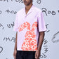 Stylera pink relaxed fit shirt for men with short sleeves and orange rabbit design