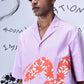 Stylera pink relaxed fit shirt for men with short sleeves and graphic design