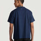 Back view of man wearing navy blue regular fit art print t-shirt by Stylera with short sleeves