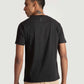 Stylera regular fit black tee for men shown from the back on a male model