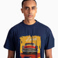 Stylera regular fit men's fashion tee in navy with vintage car graphic design