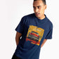 Stylera regular fit men's fashion tee in navy with vintage red car graphic print