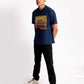 Stylera regular fit men's fashion tee navy blue with vintage car graphic worn by male model