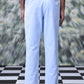 Light blue regular fit men's pants from Stylera shown from the back