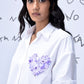 White Stylera's shirt with purple sequin heart design sequin heart shirt women