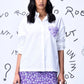 Stylera sequin heart shirt women white button-up with purple floral skirt