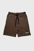 Stylera trendy brown shorts for everyday wear elastic drawstring waist knee length casual logo