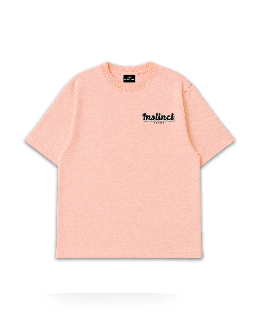Stylera peach oversized tee with chest logo relaxed fit cotton trendy oversized casual t-shirt for everyday wear
