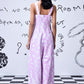Stylera lavender patterned wide leg back view women's relaxed fit dungarees